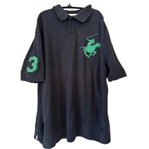 Beverly Hills Polo Club Green Big Pony Size 3X Polo Black Short Sleeve Shirt #3